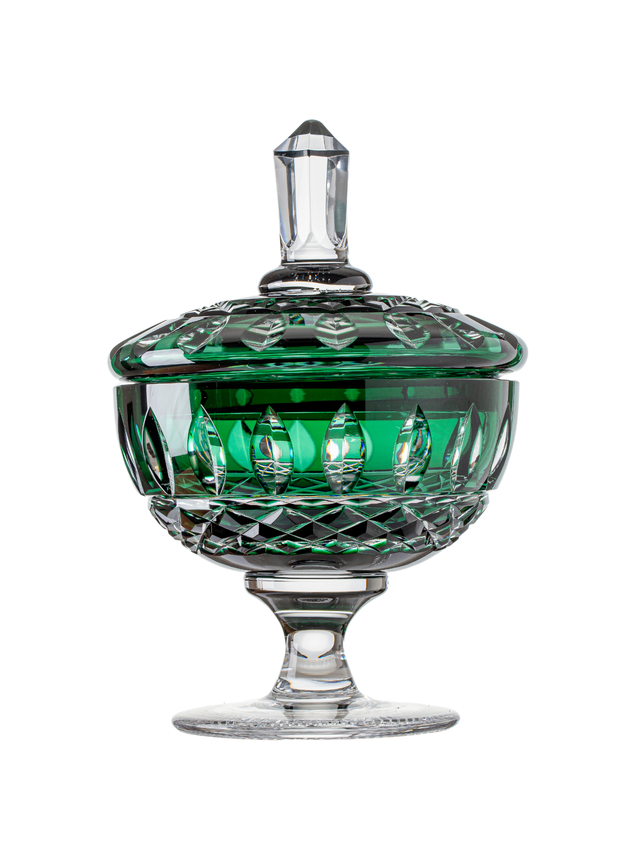 compoteira de cristal verde escuro mozart